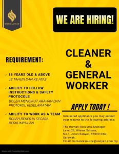 Cleaner & General Worker Hiring 